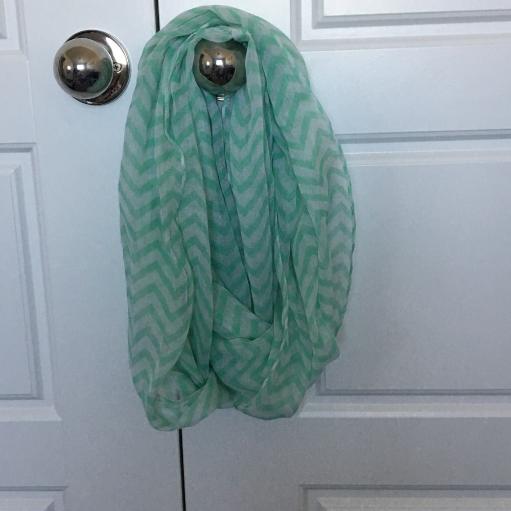 Mint green chevron infinity scarf
